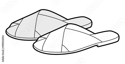 Fotografie Slide sandal shoe women sketch pair