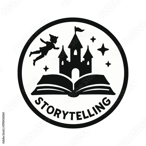 Story telling open book with nostalgic vibes silhouette vector icon on white background