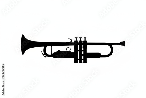 Trumpet Silhouette: A stark black silhouette of a trumpet, poised in artistic simplicity. A tribute to music's universal language.