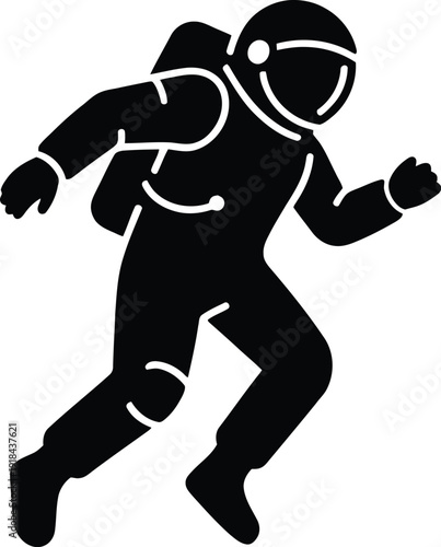 Flat Vector Astronaut Icon Floating in Space Illustration