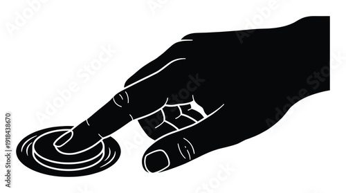 Finger touching button or pushing object symbol flat vector illustration with style till 100
