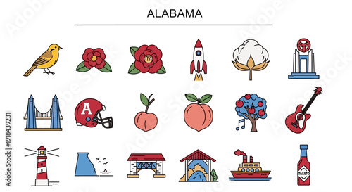 Alabama Icons A Collection of State Symbols and Landmarks