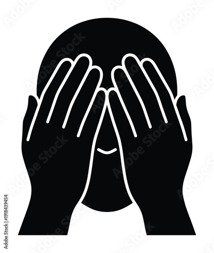 Hands covering face in despair symbol of sadness shame fear stress or mental health