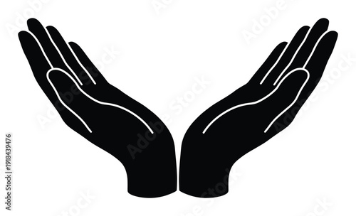 Hands flat vector illustration gesture of giving or receiving flat design concept