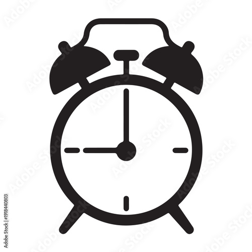Alarm Clock Icon Black Silhouette Vector