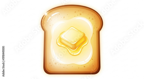 Toast with melting butter on white background digital illustration food concept