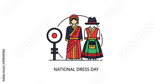 Two women in traditional dress on national dress day celebration