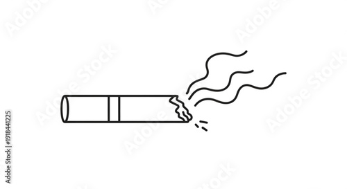 Smoking cigarette with smoke vector illustration