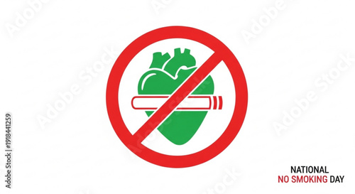 National no smoking day sign with heart and cigarette