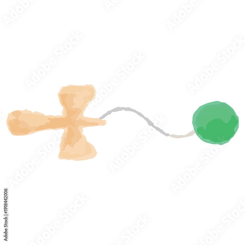 幼稚園・保育園向け 5月のやさしい水彩挿絵イラストシリーズ｜けん玉（子どもの日）｜May Gentle Watercolor Kendama for Children’s Day