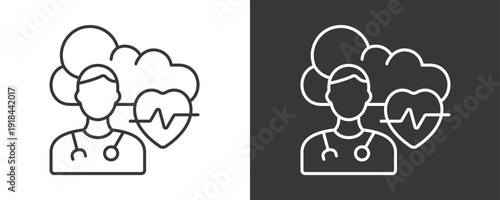 Cloud Health Icon Set Vector Collection Isolated In Black And White