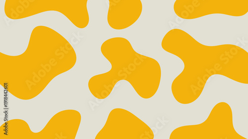 An abstract background features irregularly shaped vibrant yellow blobs against a soft neutral beige or off white canvas high quality professional detailed modern elegant stylish clean