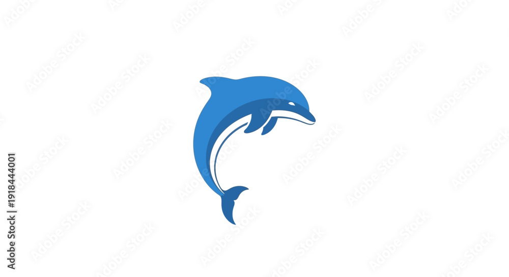 Fototapeta premium Dolphin vector illustration isolated on white background showing a blue marine mammal swimming in a simple cartoon style