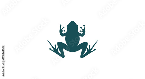 Green Frog Sitting Ready to Leap, Amphibian Wildlife Icon isolated white background