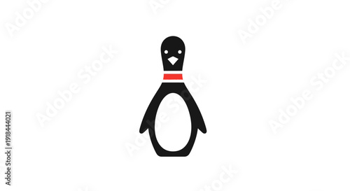Cute Penguin Bowling Pin Logo Design, Antarctic Bird Icon isolated white background