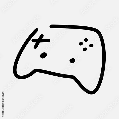 Minimalist game controller doodle illustration. Outline drawing vector.