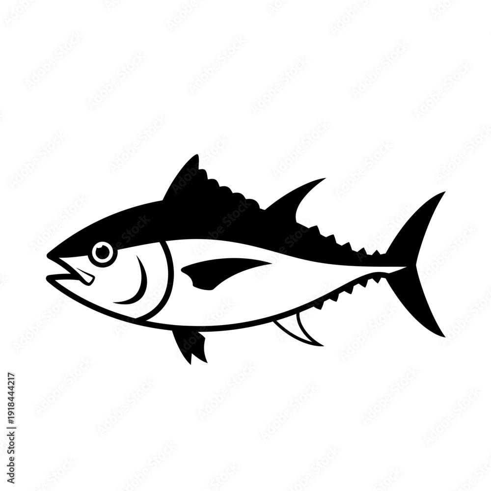 Obraz premium Tuna Fish Silhouette Icon, Vector Illustration on White Background