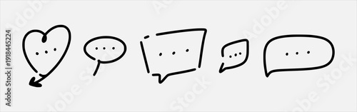 Set hand drawn Chat and Speech Bubbles with different shapes. Vector illustration.