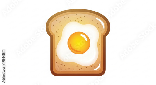 Egg in the hole toast with fried egg yolk on brown bread