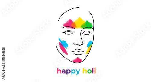 Colorful holi celebration illustration with painted face and vibrant colors