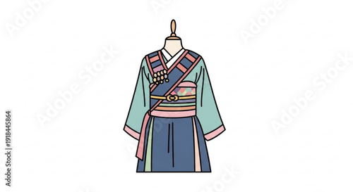 Traditional korean dress on mannequin colorful hanbok outfit