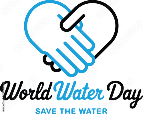 Stylized graphic showing two hands forming a heart with World Water Day text promoting water conservation