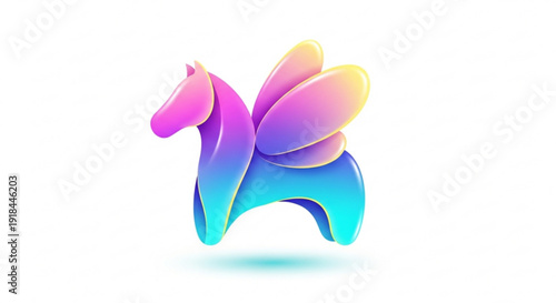 Colorful gradient winged horse symbol logo icon fantasy