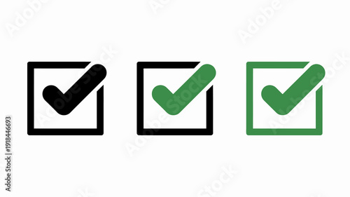 Three check boxes are displayed the first and second are checked with green marks while the third is unchecked high quality professional detailed modern elegant stylish
