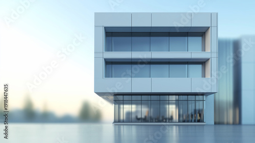 Business stability and trust concept using solid architecture and balanced composition in corporate environment