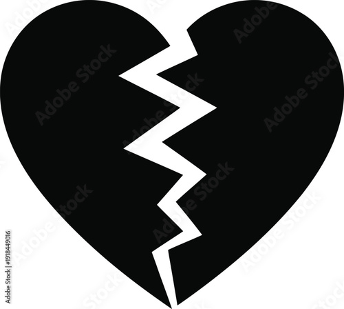 Broken heart vector icon