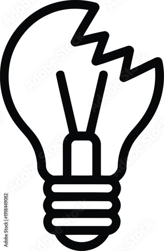 Broken light bulb vector icon