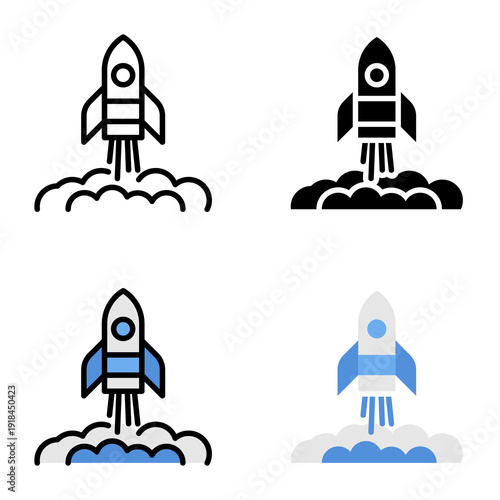 Startup icon collection of various styles for digital nomad, Design Branding, Print, and Digital Media