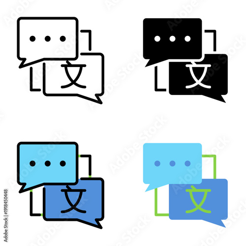 Online translator icon collection of various styles for digital nomad, Design Branding, Print, and Digital Media