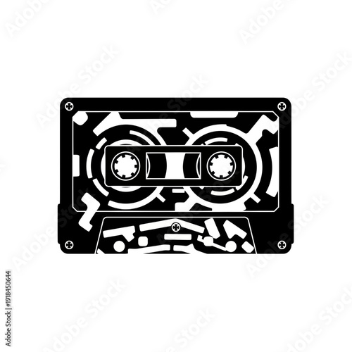 Retro Cassette Tape with Abstract Mechanical Design