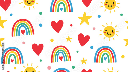 Bright Rainbow Pattern With Cheerful Colors.