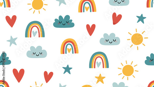 Vibrant Rainbow Pattern Repeating Colorful Design.