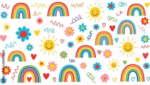 Colorful rainbow pattern with bright arches as main element.