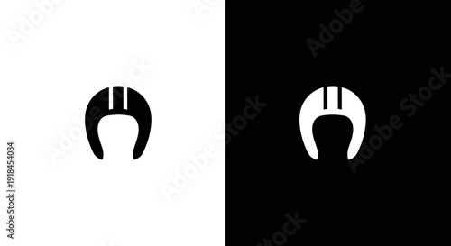 Horseshoe Magnet Icon Set in Black and White, Minimal Magnetic Symbol on Square Background