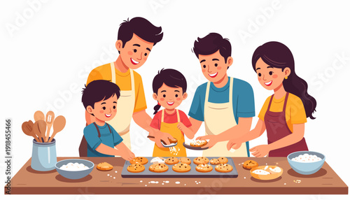 Family Baking Together in the Kitchen.