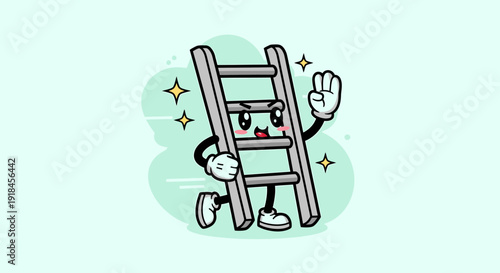 Playful Cartoon Ladder Character Giving a Thumbs Up.