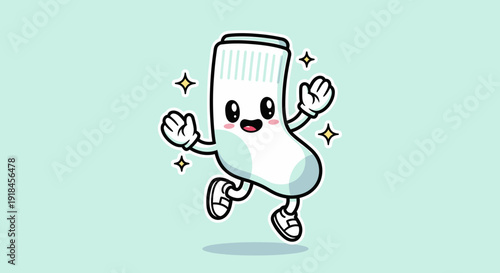 Playful cartoon milk bottle dancing character.