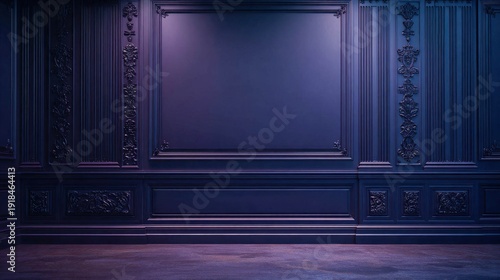 Elegant Blue Wall with Ornate Details in a Luxurious Setting