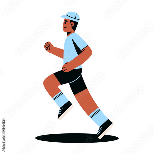 Flat vector illustration of people running in side view. Represents fitness, healthy lifestyle, endurance, teamwork, and active community. Ideal for sports campaigns,wellness promotions,marathon event