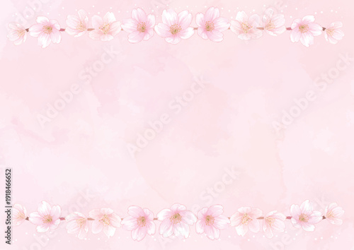 Elegant Feminine Watercolor Sakura Floral Frame Spring Background