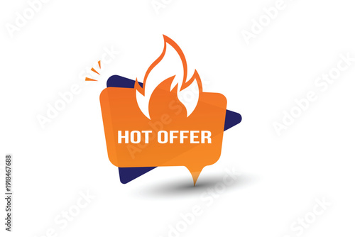 Hot Offer Sale Banner Vector – Discount Promotion Label with Flame Marketing Illustration