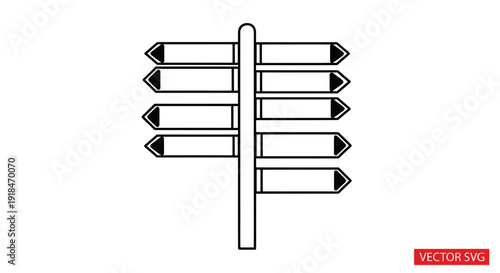 Blank Directional Signpost with Multiple Arrows - Decision Making, Choices, Navigation