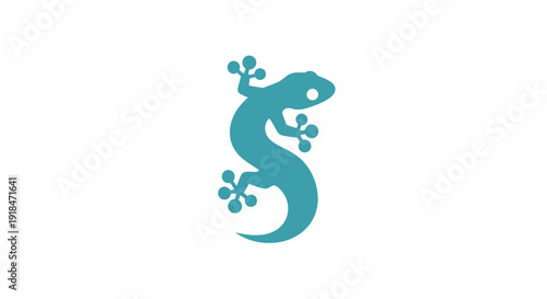 Vibrant stylized turquoise gecko illustration on a clean white background, showcasing a modern and agile creature design for nature, wildlife, or branding applications