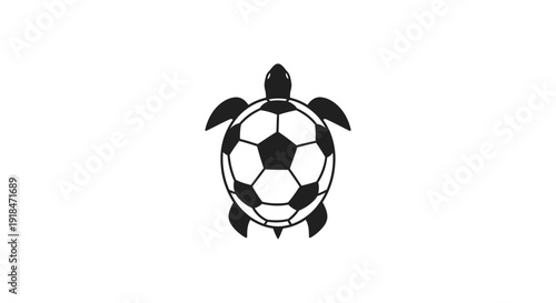 A 3d isolated vector illustration of a round soccer ball and a turtle playing a sports game with an easter egg symbol for fun competition on a white background