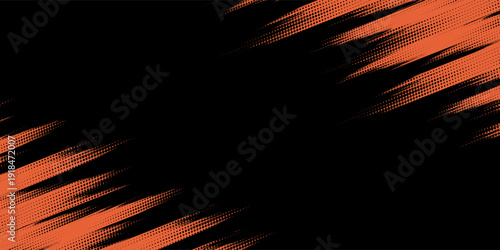 Abstract Orange and Black Grunge Halftone Brush Stroke Background with Urban Comic Aesthetic