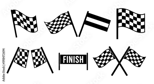Racing Checkered Flag Icon Set